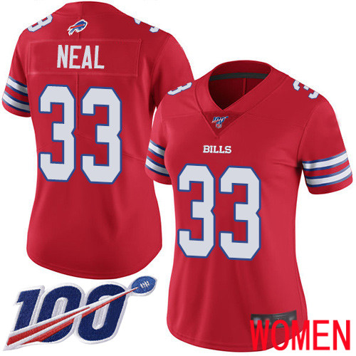 Women Buffalo Bills 33 Siran Neal Limited Red Rush Vapor Untouchable 100th Season NFL Jersey